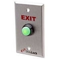thumbnail image 1 of DynaLock 6172 Weatherproof Pushbutton Green LED Backlit 3/4 Diameter White Thermoplastic Raised Dome Button Single Gang Plate Field Selectable 12/24 VDC Faceplate Silkscreened EXIT, 1 of 2