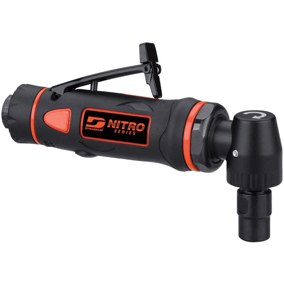 Dynabrade DGR31 Nitro Series 0.3 HP Right Angle Die Grinder, 18,000 RPM, 1/4" Collet, Lightweight Pneumatic Air Tool with Safety Lock Lever & Side Exhaust