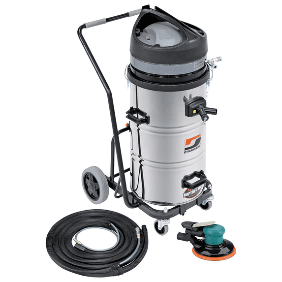 Dynabrade Mega-Raptor Vac® Standard Pack Mobile Auto Vacuum System : Vacuum Kit w/6" Spirit ROS & Standard Cart, M-Class, 120v/60Hz, 15 Amp, 20 gal., Conductive