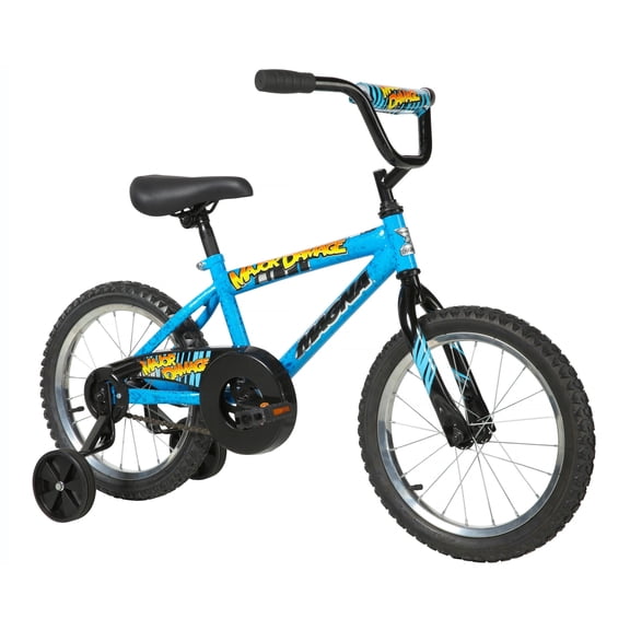 Dynacraft Magna Major Damage 16 Inch Boys Bike, BMX Bike Style, Easy Assembly Kids BMX Bike, Perfect Bike for Kids Ages 4-8, Blue, 1 Count