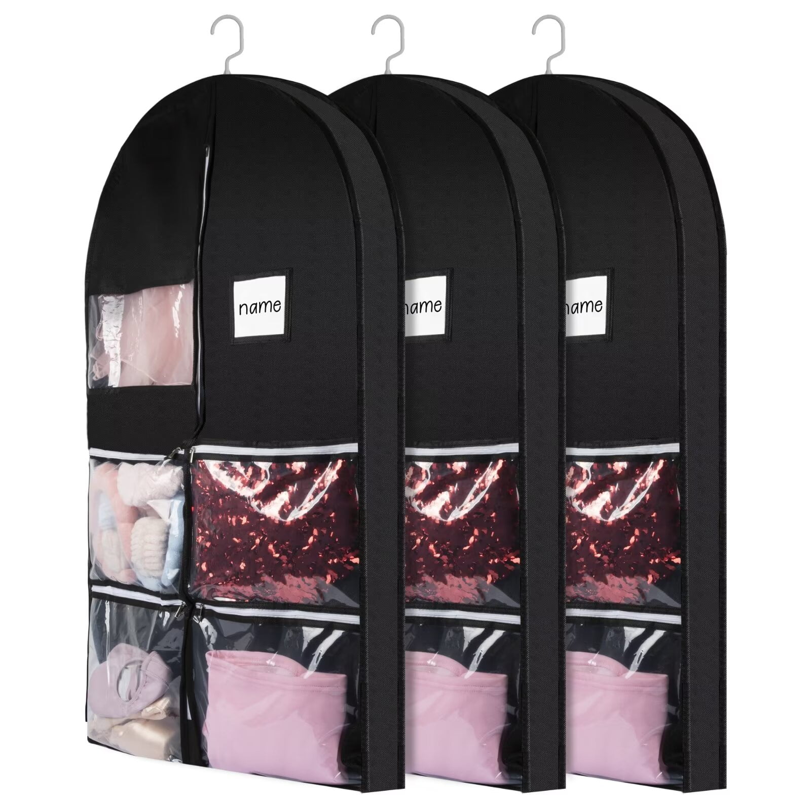 Dynadans 3 Pack 40 Dance Garment Bag for Dress Uniform Hanging Clothes Storage Bag with 4 Pockets Black Walmart