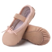 Dynadans Ballet Shoes with Single-piece Leather Sole for Girls Toddlers