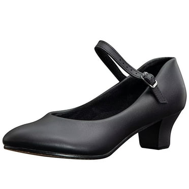 Dynadans Character Shoes for Women 1.5" Heel Ankle Strap Salsa Musical Theater Dance Shoes