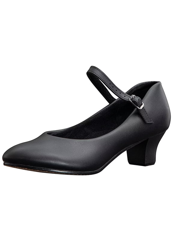 Character Shoes for Women 1.5" Heel Ankle Strap Salsa Musical Theater Dance Shoes