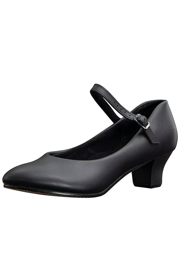 Character Shoes for Women 1.5" Heel Ankle Strap Salsa Musical Theater Dance Shoes