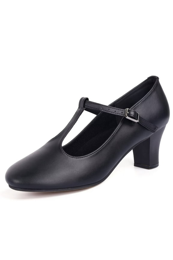 Character Shoes for Women T-Strap 2.3" Salsa Ballroom Dance Heels Theater Performance Shoes