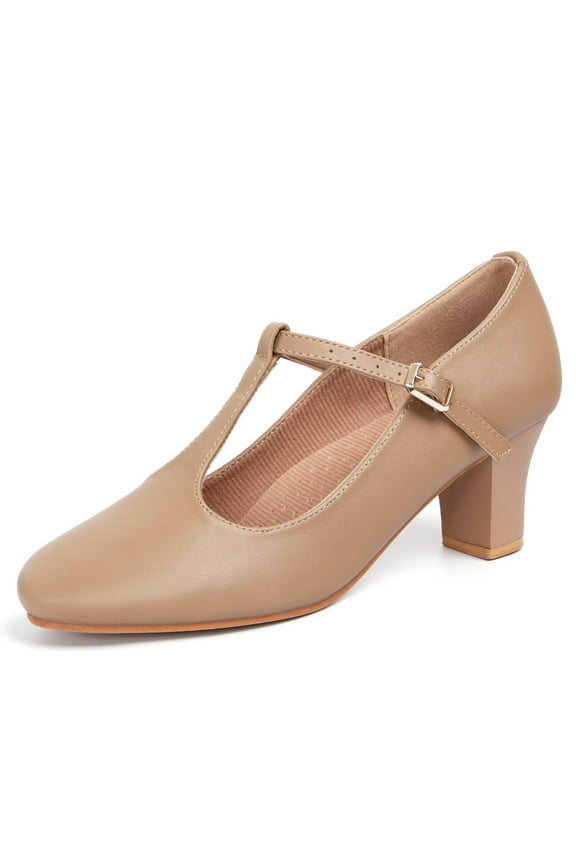 Character Shoes for Women T-Strap 2.3" Salsa Ballroom Dance Heels Theater Performance Shoes
