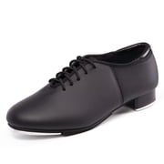 Dynadans PU Leather Tap Shoes with Laces, Unisex Dance Shoes for Big Kid/Adult