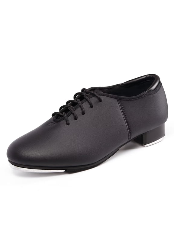 PU Leather Tap Shoes with Laces, Unisex Dance Shoes for Big Kid/Adult