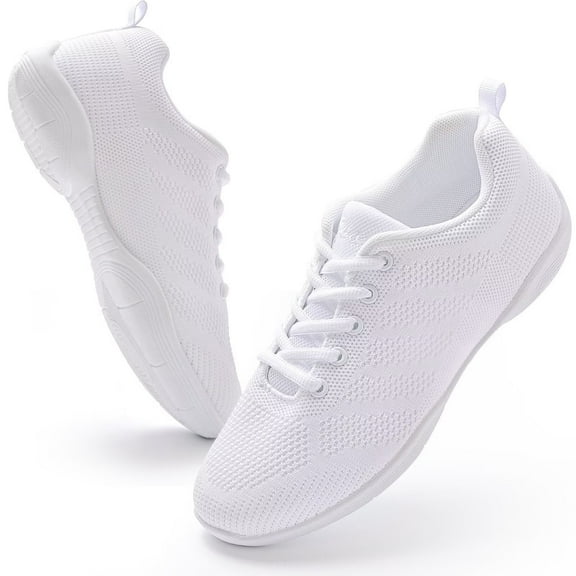 Dynadans Girls Cheer Shoes Solid White Comfortable Gym Shoes