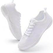 DYNADANS Girls Cheer Shoes Solid White Comfortable Gym Shoes
