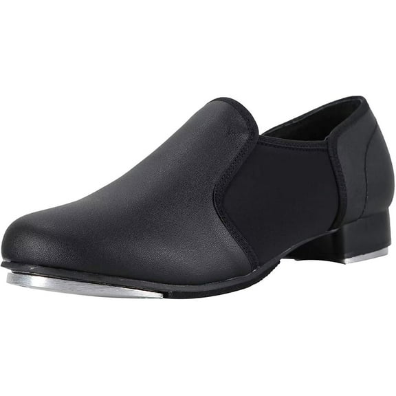 Dynadans Women's Men's Slip on Black Tap Shoes for Big Kid/Adult