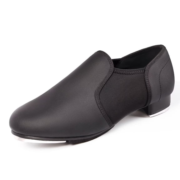 Dynadans Women's Men's Slip on Black Tap Shoes for Big Kid/Adult