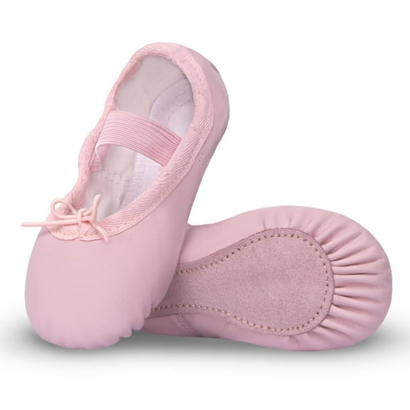 Dynadans Ballet Shoes with Single-piece Leather Sole for Girls Toddlers