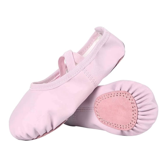 Dynadans Girls' Women's Leather Ballet Shoes with X Straps for Toddler/Little Kid/Big Kid/Adult Size 7 Toddler (5.3 inch)