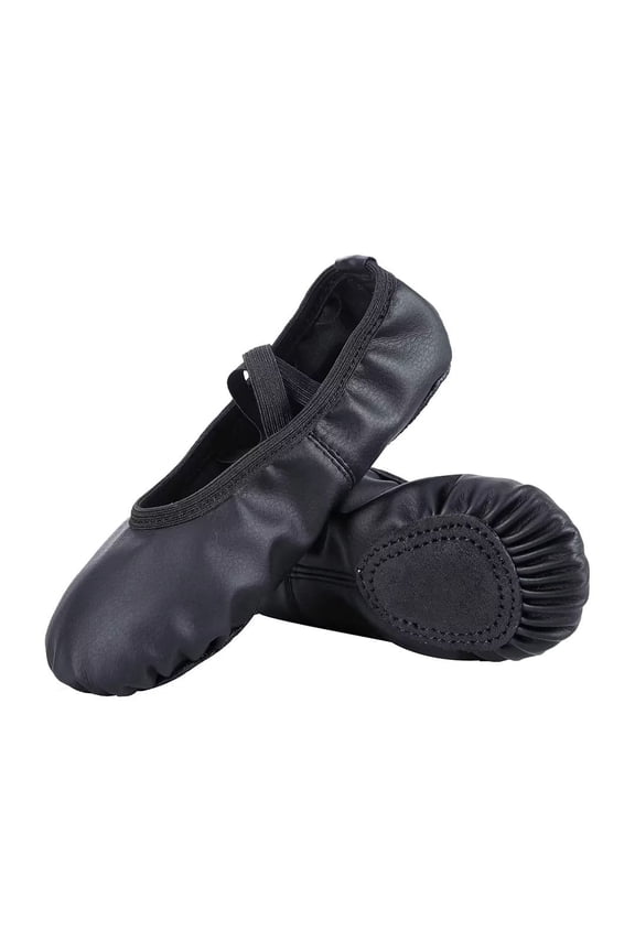 Girls' Women's Leather Ballet Shoes with Elastic Straps for Toddler/Little Kid/Big Kid/Adult Size 2.5 Little Kid (8.1 inch)