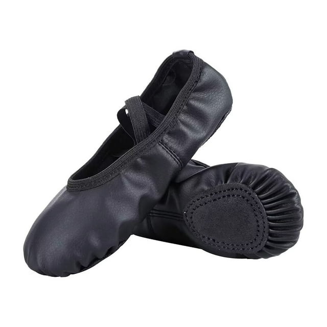 Dynadans Unisex Soft Leather Ballet Shoes with Elastic Straps for Toddler/Little Kid/Big Kid/Adult