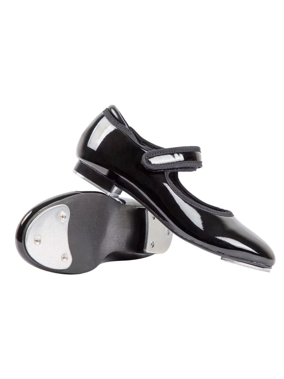 Velcro Easy Strap Patent Girls' Tap Shoes (Toddler/Little Kid/Big Kid), Black
