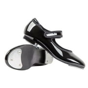 Dynadans Velcro Easy Strap Patent Girls Tap Shoes Toddler/Little Kid/Big Kid, Black