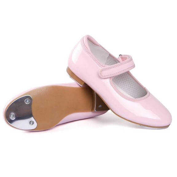 Dynadans Velcro Easy Strap Patent Girls' Tap Shoes (Toddler/Little Kid/Big Kid), Pink