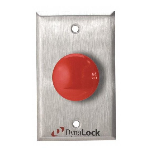 Dynalock Exit Push Button,SS,Red,Red Switch 6230