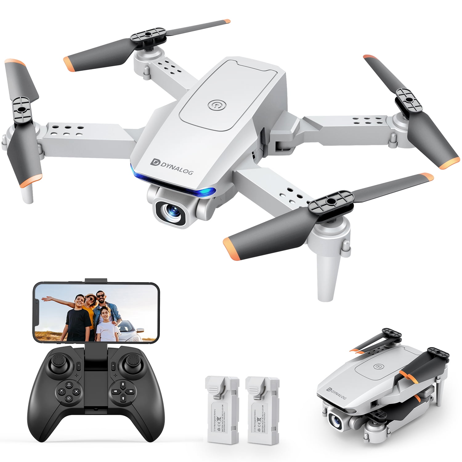 Dynalog 1080P Mini Foldable Drone with HD Camera FPV Wifi RC Quadcopter, Voice Control, Gesture Control, Trajectory Flight, Circle Fly, High-Speed Rotation, 3D Flips, Headless Mode