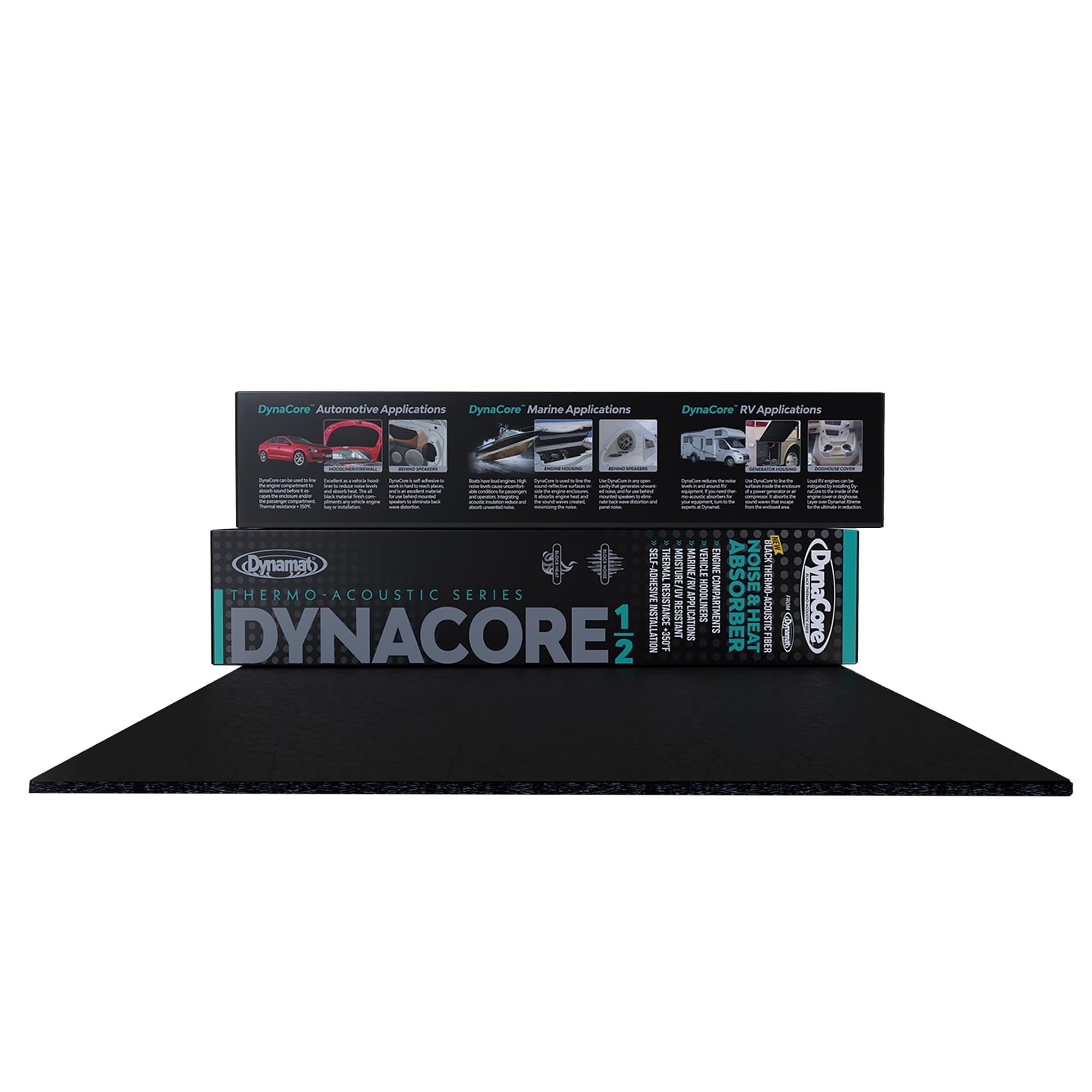 Dynamat DynaCore ½” Thick Lightweight Black Thermo-Acoustic Insulating Fiber for Cars, Trucks, Boats, RVs & More – Dissipates Sound & Absorbs Heat – 32" x 54" sheet, 12 sq ft of Coverage