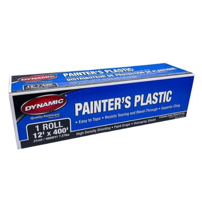 Dynamic 00039 12' x 400' (3.66m x 122m) .31mil High Density Painters Plastic Drop Sheet