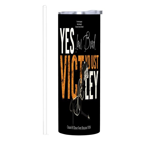 Dynamic 20 oz Stainless Steel Insulated Tumbler with Bold White & Orange Text Black Background Includes Lid & Straw - Perfect for Home Office & Car