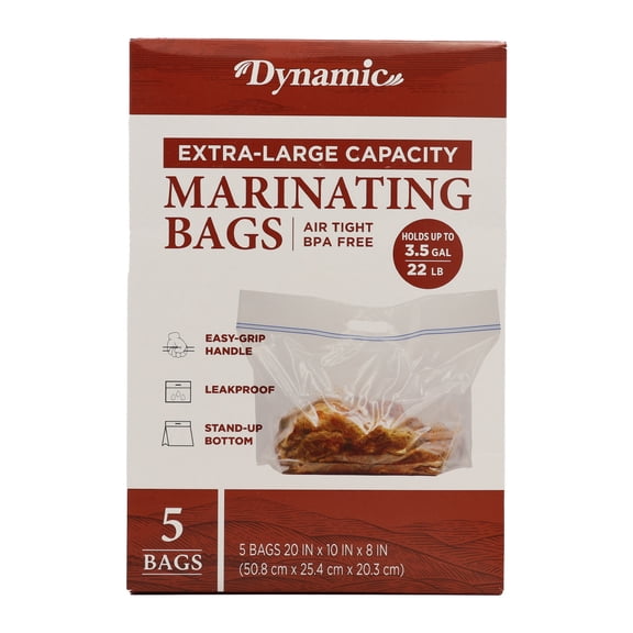 Dynamic 3.5 Gallon Marinating Bags 5ct (Pack of 12)