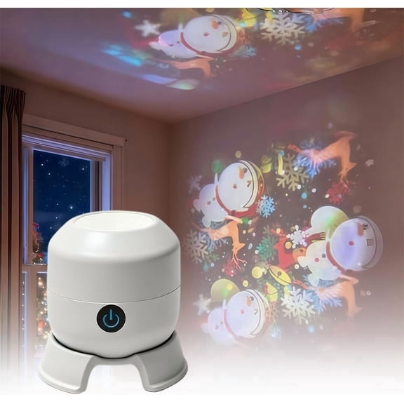Dynamic 360° Rotating LED Projector Light, Multi-Angle Ocean Wave & Theme Night Light with Touch Switch, Room Decor for Bedroom, Meditation & Home Theater (Snowman)