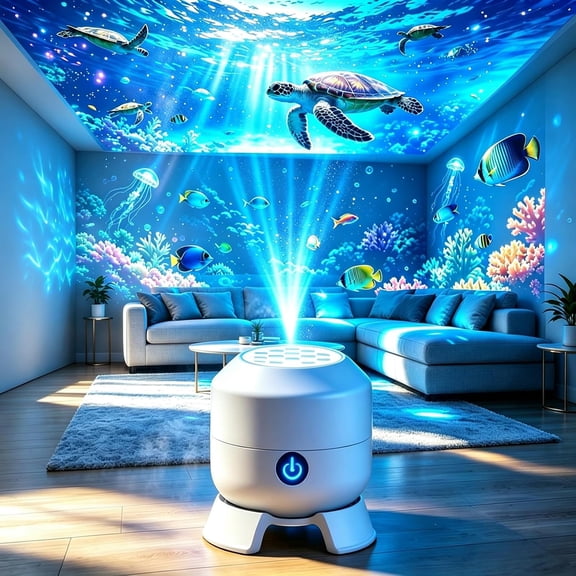 Dynamic 360° Rotating Ocean Wave Projecto,Led Starry Ocean Projector,Aquarium Projector for Bedroom,Plug & Play USB Dimmable Mood Light for Bedroom Meditation, Adults Home Theater Relaxation,Ocean
