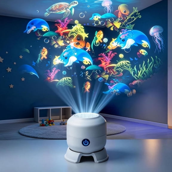 Dynamic 360° Rotating Ocean Wave Projecto,Led Starry Ocean Projector,Aquarium Projector for Bedroom,Plug & Play USB Dimmable Mood Light