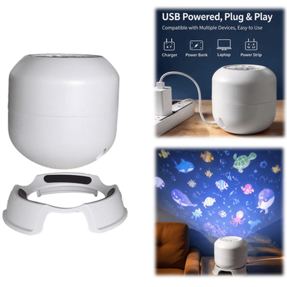 Dynamic 360° Rotating Ocean Wave Projector, LED Star Sky Light Projector, Aquarium Inspired Night Light for Bedroom, Plug & Play USB Dimmable Ambient Mood Lamp for Bedroom, 1pcs