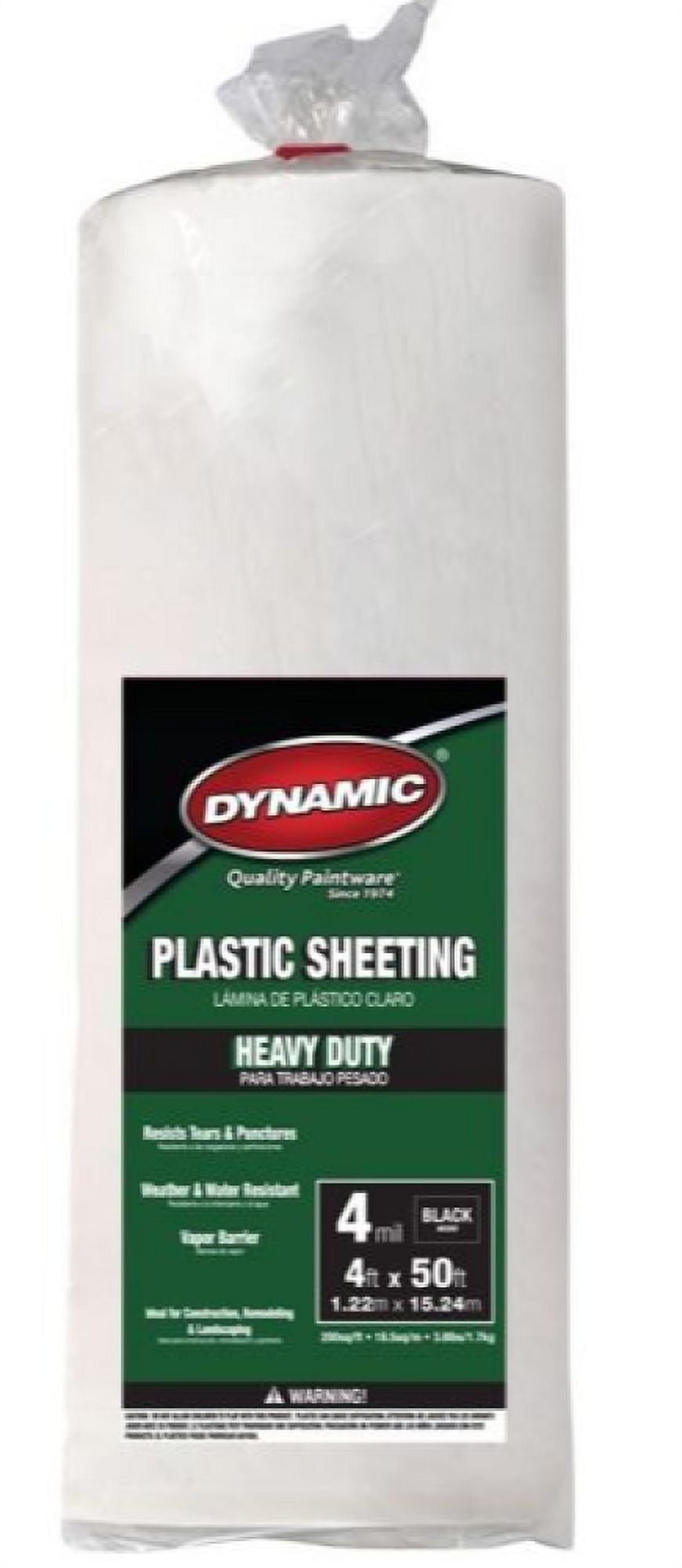 Dynamic 389882 4 ft. x 50 ft. 4 mil Black Plastic Sheeting