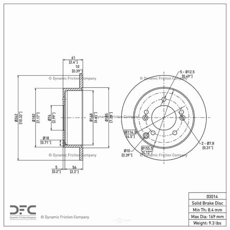 Dynamic 600-03014 DFC Brake Rotor Fits select: 2005-2010 HYUNDAI SONATA, 2005-2009 HYUNDAI TUCSON