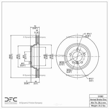 Dynamic 600-31082 DFC Brake Rotor Fits select: 2007-2013 BMW 335, 2013-2015 BMW X1 XDRIVE35I