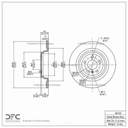 Dynamic 600-63143 DFC Brake Rotor Fits select: 2016-2018 MERCEDES-BENZ GLE, 2012-2015 MERCEDES-BENZ ML