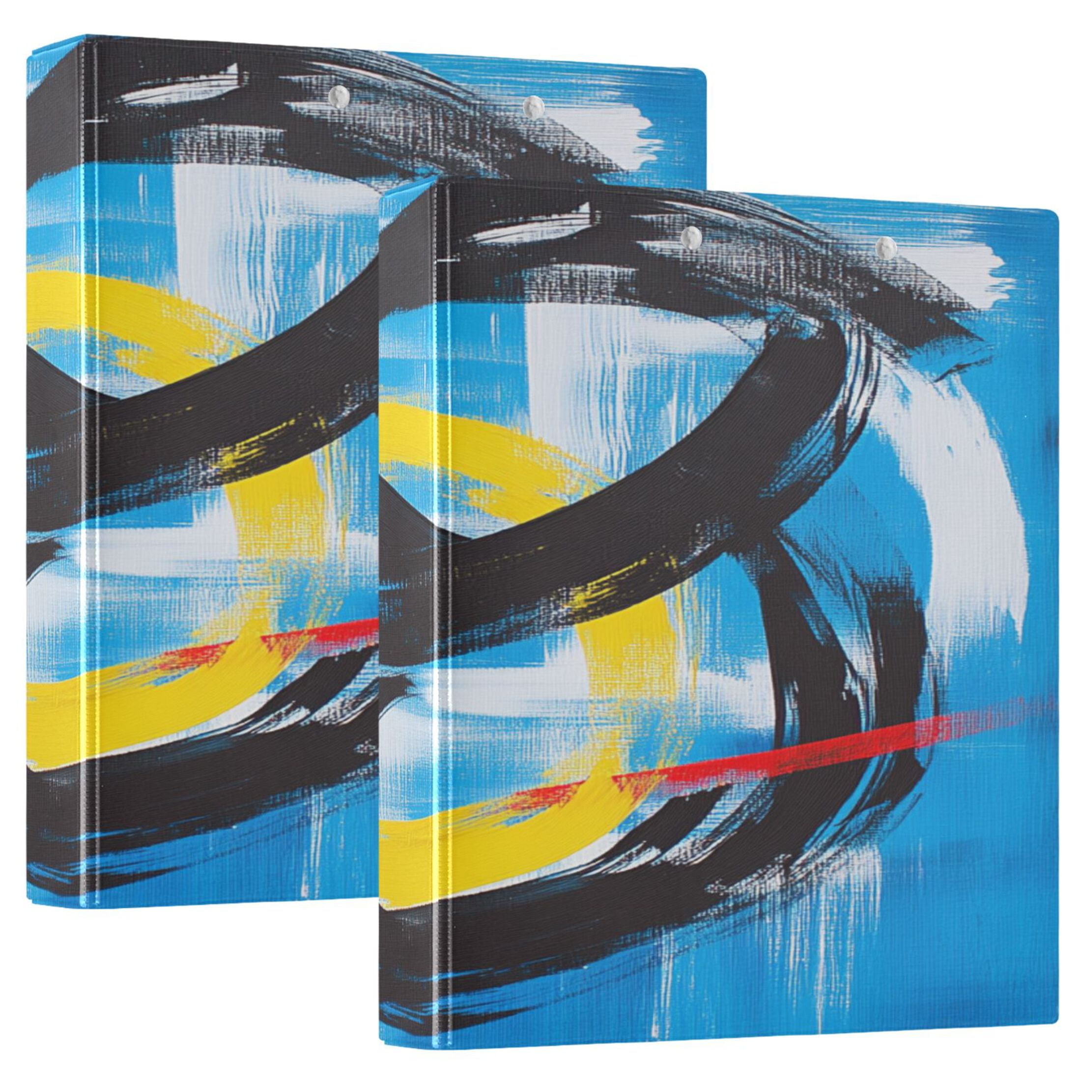 Dynamic Abstract Art 12.4x10.6in PVC Round Ring Binders, 2-Pack, D-Ring ...