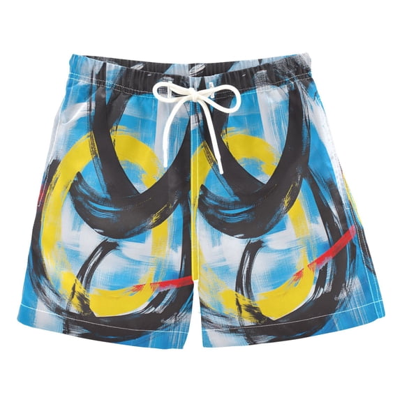 Dynamic Abstract Art Boys' Swim Trunks Beach Pool Shorts Quick Dry Soft Fabric Classic Fit