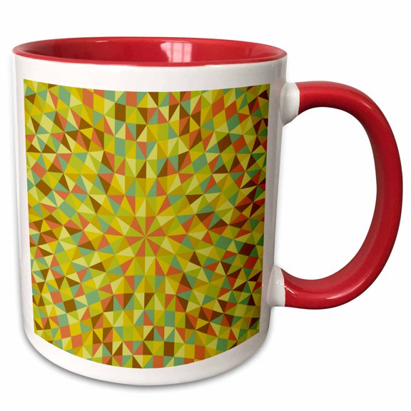 3drose, Dynamic Abstract Hypnotic Radial Triangle Mosaic Background Design, 11oz Two-tone Red Mug