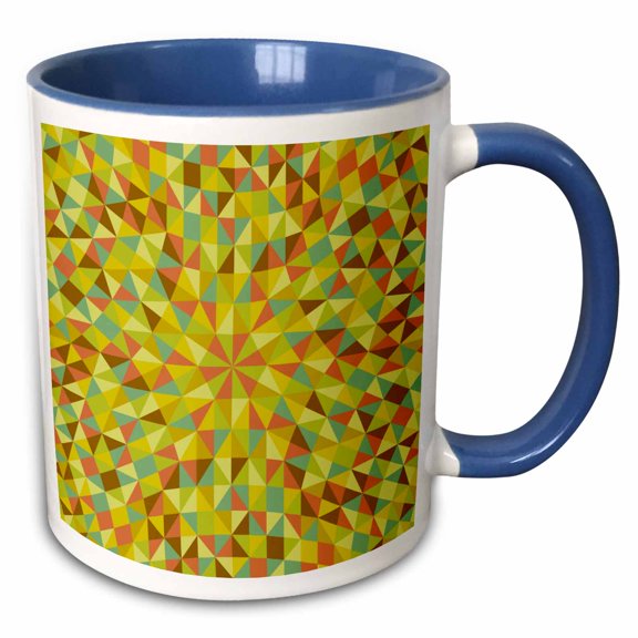 3drose, Dynamic Abstract Hypnotic Radial Triangle Mosaic Background Design, 15oz Two-tone Blue Mug