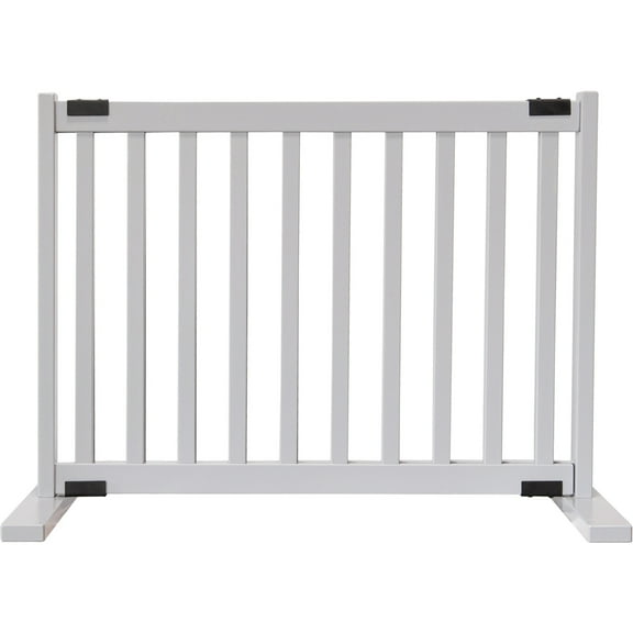 Dynamic Accents DA702 20 in. Tall Kensington Series Free Standing Solid Wood Pet Gate, Pumice Grey - Small