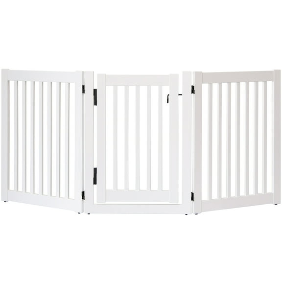 Dynamic Accents  32 in. Highlander Series Solid Wood Pet Gate, White - 3 Panel Walk Through