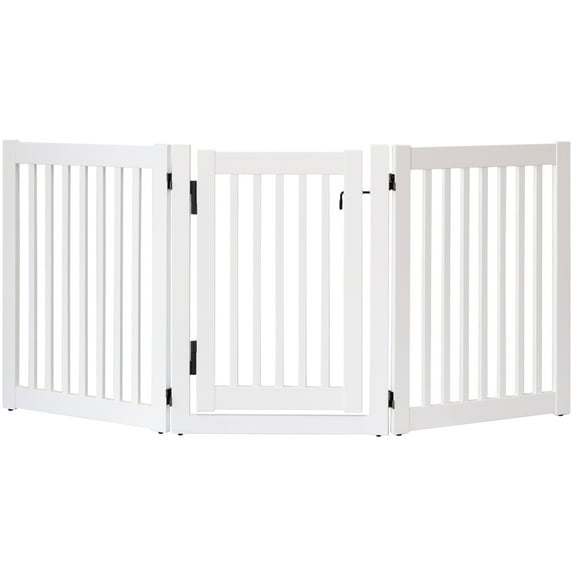 Dynamic Accents 32 in. Highlander Series Solid Wood Pet Gate, White - 3 Panel Walk Through