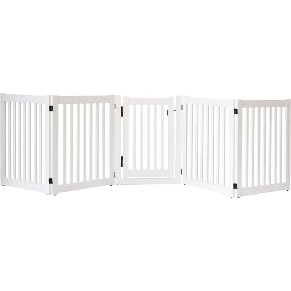 Dynamic Accents DA501 32 in. Highlander Series Solid Wood Pet Gate, White - 5 Panel Walk Through