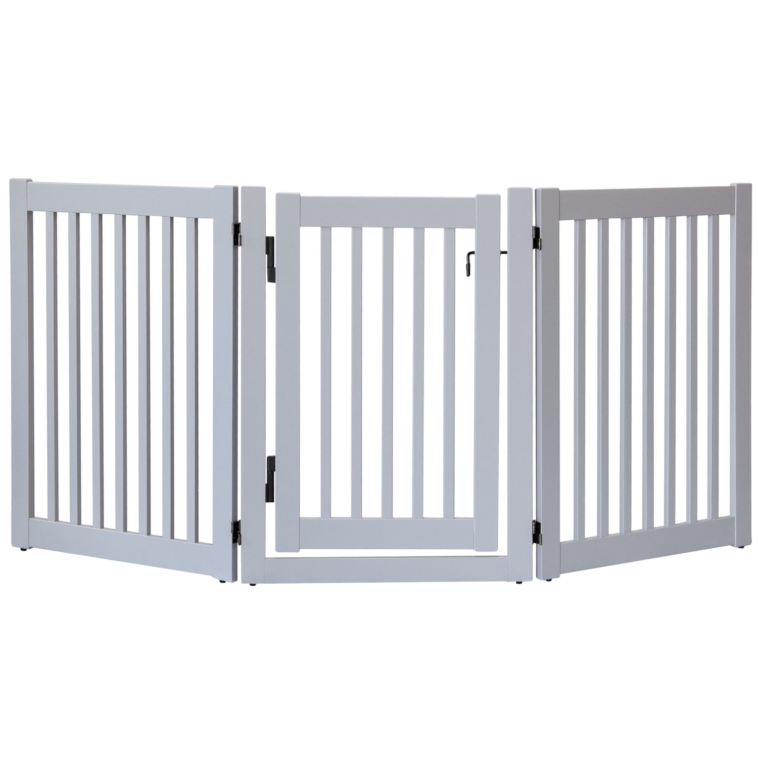 Dynamic Accents Highlander Series Solid Wood Pet Gate - 3 Panel Walk Through - Pumice Grey-Color:Pumice Grey,Style:32" High - 3 Panel Walk Through