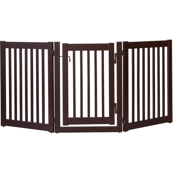 Dynamic Accents Highlander Series Solid Wood Pet Gate - 3 Panel Walk Through - Mahogany-Color:Mahogany,Style:32" High - 3 Panel Walk Through