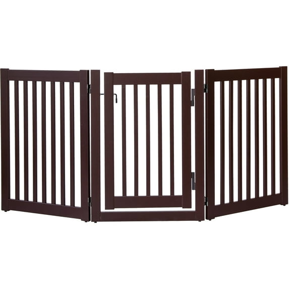 Dynamic Accents Highlander Series Solid Wood Pet Gate - 3 Panel Walk Through - Mahogany-Color:Mahogany,Style:32" High - 3 Panel Walk Through