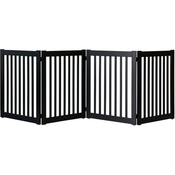 Dynamic Accents Highlander Series Solid Wood Pet Gate - 4 Panel - Black-Color:Black,Style:32" High - 4 Panel